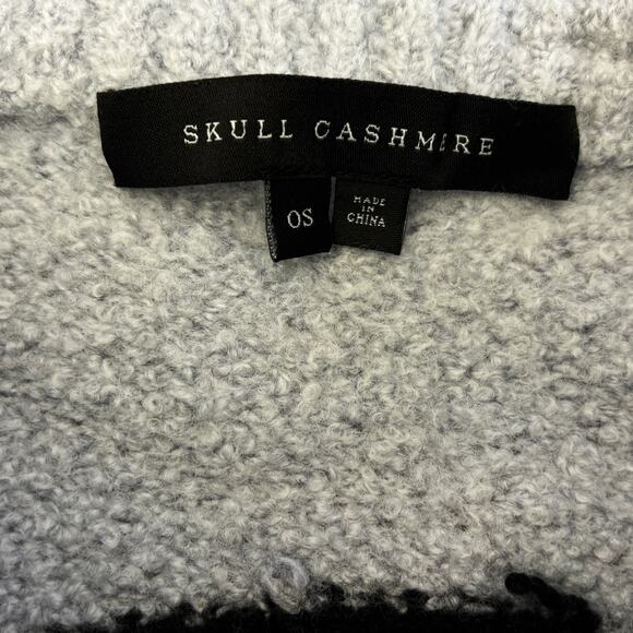 Skull Cashmere Sweater Womens 0S Gray Merino Wool  Halloween Goth Emo Spooky - Picture 3 of 9